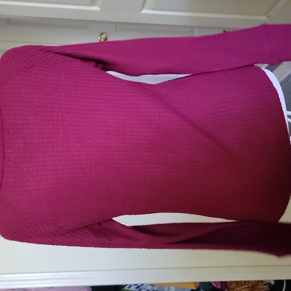 Ultra Flirt Burgundy Button-Accent Blouse - Picture 7 of 9